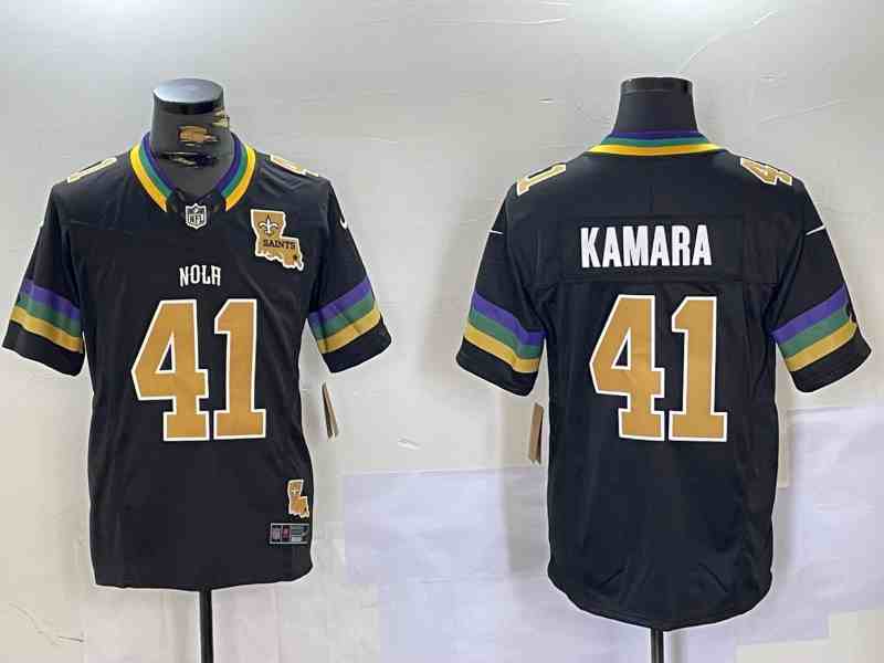 Men's New Orleans Saints #41 Alvin Kamara Black 2024 F.U.S.E. Vapor Limited Stitched Jersey-1