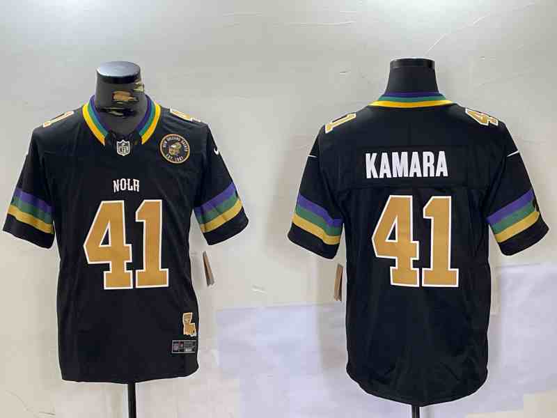 Men's New Orleans Saints #41 Alvin Kamara Black 2024 F.U.S.E. Vapor Limited Stitched Jersey-3