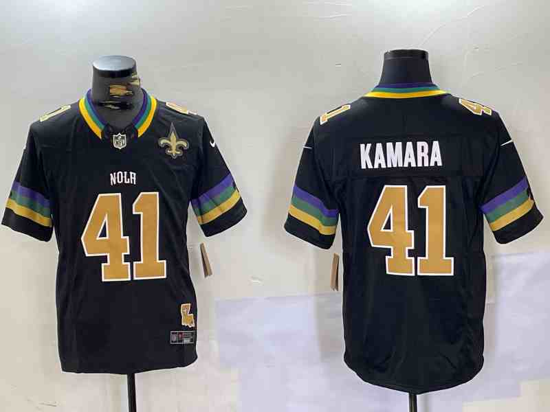 Men's New Orleans Saints #41 Alvin Kamara Black 2024 F.U.S.E. Vapor Limited Stitched Jersey-2