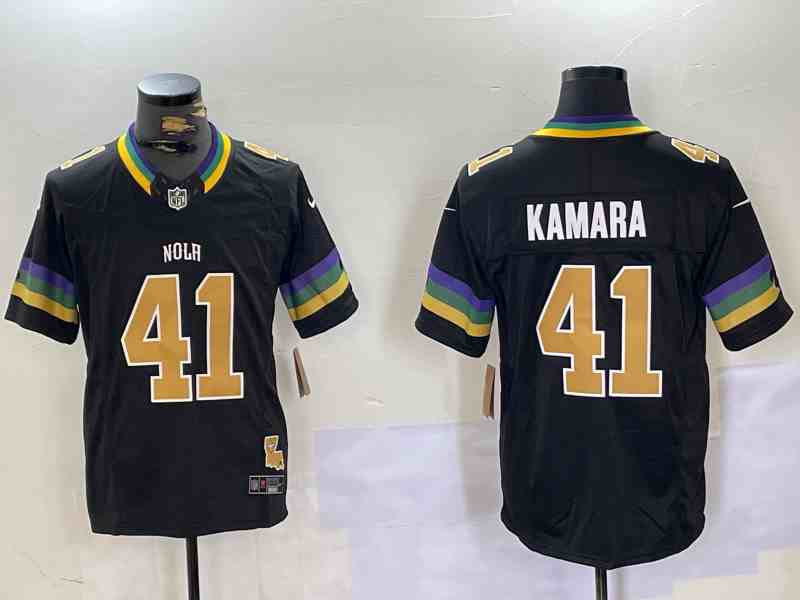 Men's New Orleans Saints #41 Alvin Kamara Black 2024 F.U.S.E. Vapor Limited Stitched Jersey