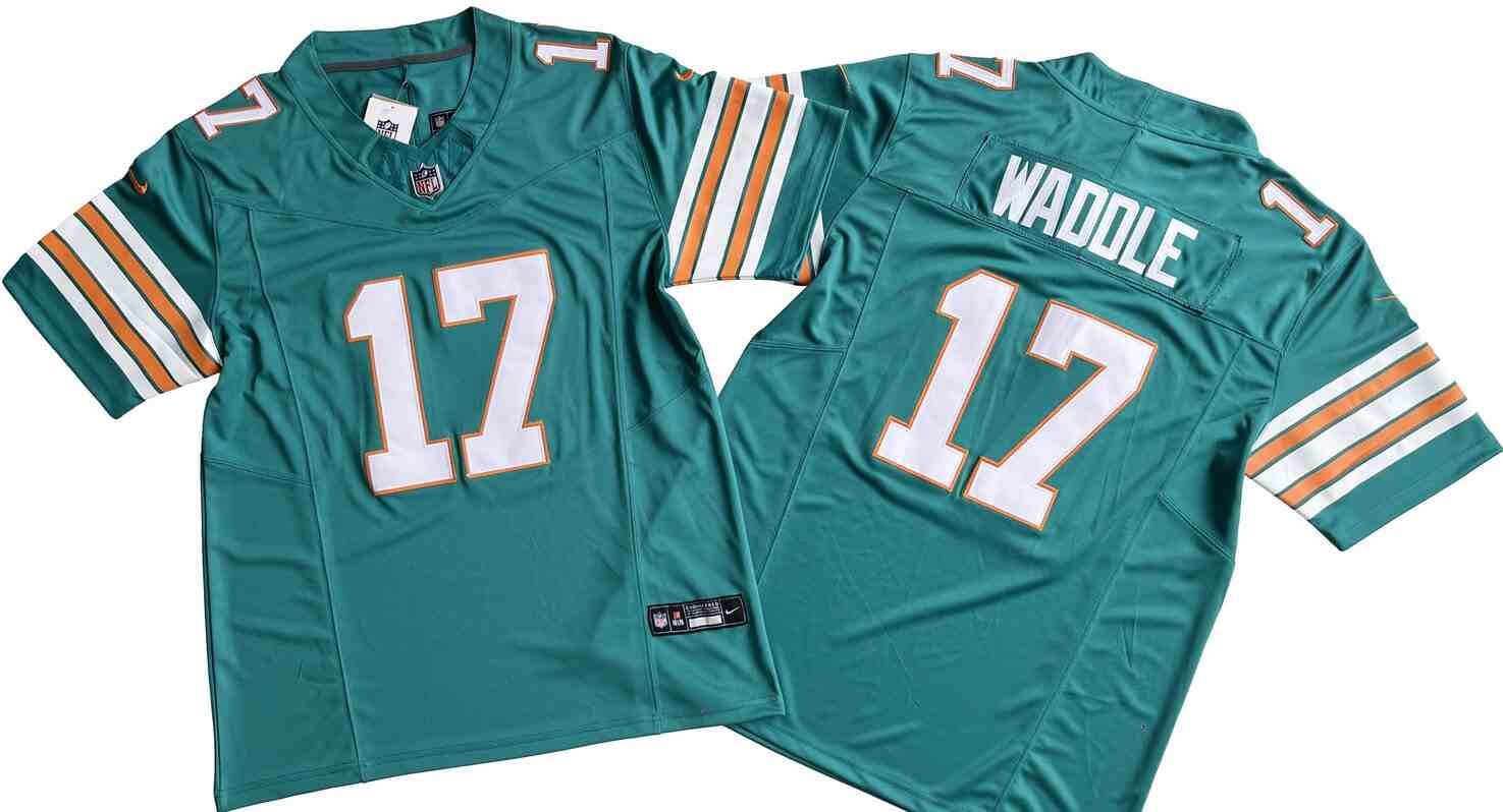 Men's Miami Dolphins 17 Jaylen Waddle Aqua   F.U.S.E. Throwback Vapor Untouchable Limited Stitched Jersey