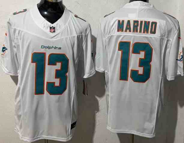 Men's Miami Dolphins #13 Dan Marino White  F.U.S.E. Vapor Untouchable Limited Stitched Jersey