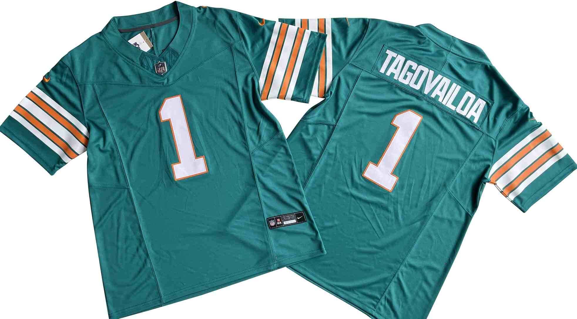 Men's Miami Dolphins #1  Tua Tagovailoa Aqua   F.U.S.E. Throwback Vapor Untouchable Limited Stitched Jersey