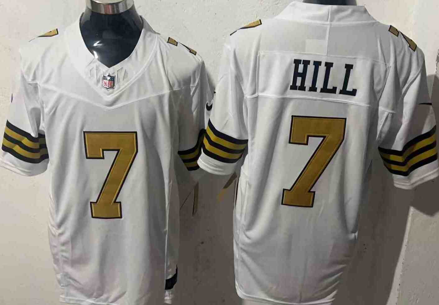 Men's New Orleans Saints #7 Taysom Hill  White 2024 F.U.S.E. Vapor Limited Rush Jersey