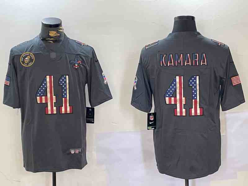 Men's New Orleans Saints #41 Alvin Kamara Grey USA Flag Limited Stitched Jersey-3