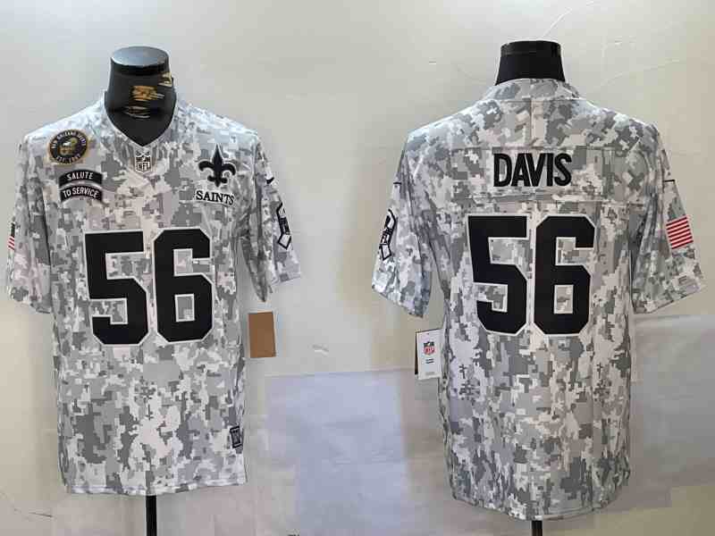 Men's New Orleans Saints #56 Demario Davis 2024 F.U.S.E Arctic Camo Salute To Service Limited Stitched Football Jersey-3