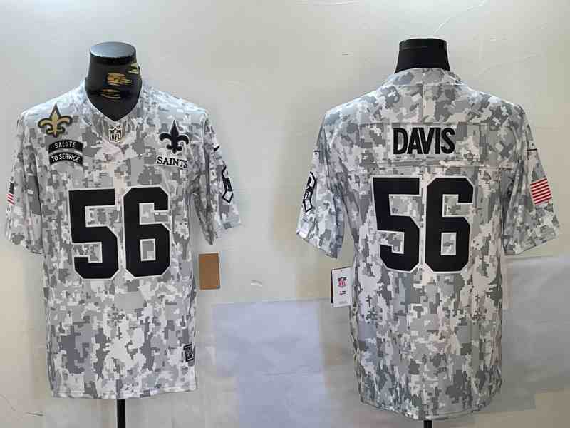 Men's New Orleans Saints #56 Demario Davis 2024 F.U.S.E Arctic Camo Salute To Service Limited Stitched Football Jersey-2