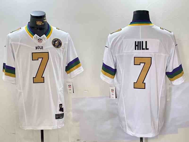 Men's New Orleans Saints #7 Taysom Hill White 2024 F.U.S.E. Vapor Limited Stitched Jersey