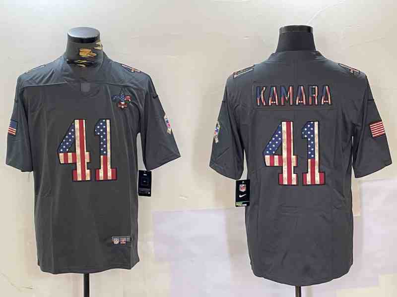 Men's New Orleans Saints #41 Alvin Kamara Grey USA Flag Limited Stitched Jersey