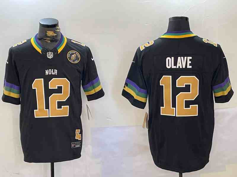 Men's New Orleans Saints #12 Chris Olave Black 2024 F.U.S.E. Vapor Limited Stitched Jersey-3