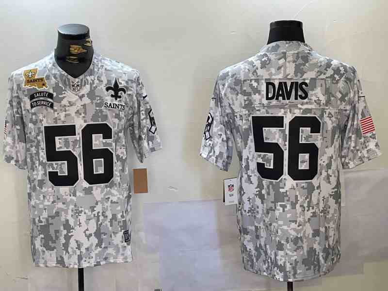 Men's New Orleans Saints #56 Demario Davis 2024 F.U.S.E Arctic Camo Salute To Service Limited Stitched Football Jersey-1