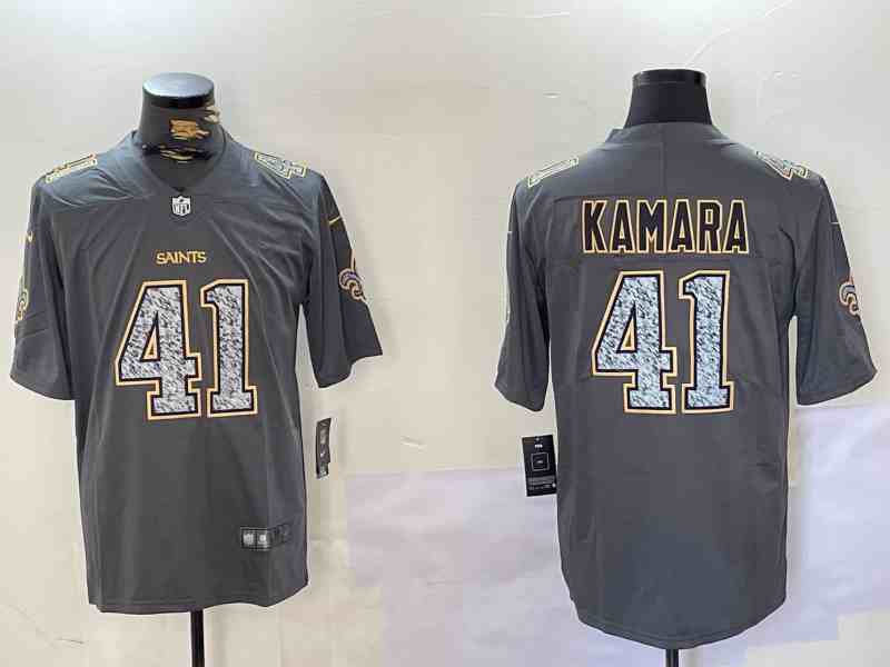 Men's New Orleans Saints #41 Alvin Kamara  Grey Crucial Catch Limited Stitched Jersey