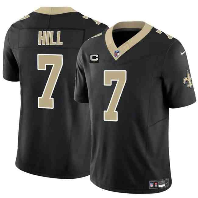 Men's New Orleans Saints #7 Taysom Hill Black 2024 F.U.S.E With 1-Star C Patch Vapor Limited Stitched Football Jersey