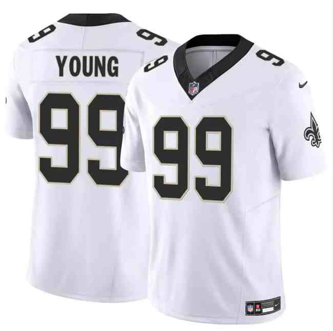 Men's New Orleans Saints #99 Chase Young White 2023 F.U.S.E Vapor Limited Stitched Football Jersey