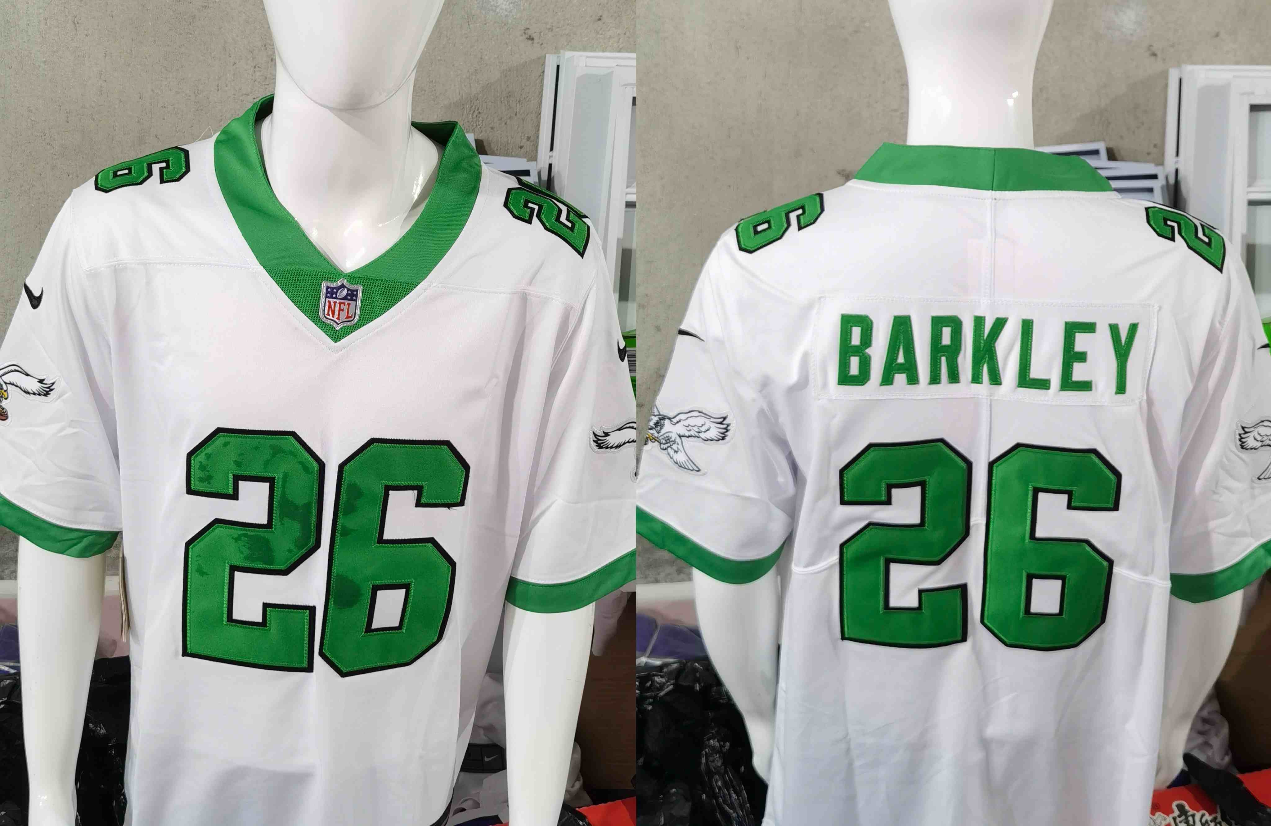 Men's Philadelphia Eagles #26 Saquon Barkley White Vapor Limited Throwback Stitched Jersey