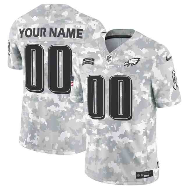 Men's Philadelphia Eagles Active Player Custom 2024 F.U.S.E Arctic Camo Salute To Service Limited Stitched Football Jersey