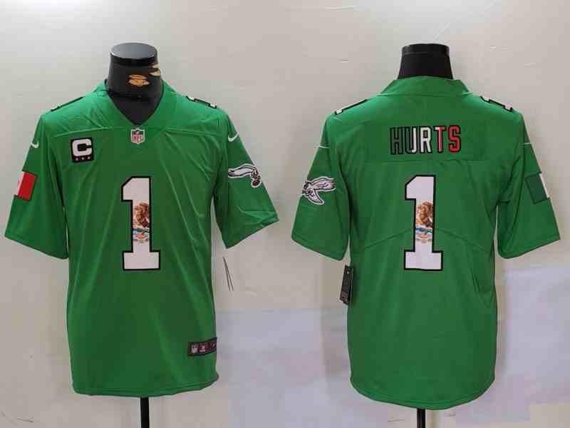 Men's Philadelphia Eagles #1 Jalen Hurts Green Mexico Vapor Untouchable Limited Stitched Football Jersey