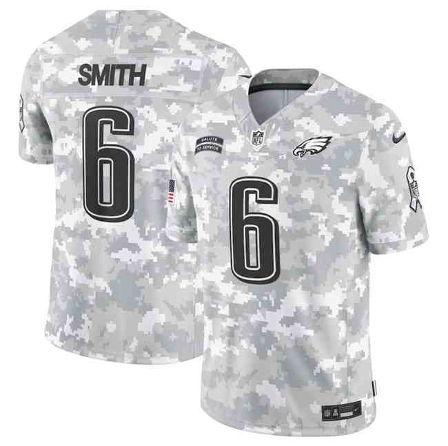 Men's Philadelphia Eagles #6 DeVonta Smith 2024 F.U.S.E Arctic Camo Salute To Service Limited Stitched Football Jersey