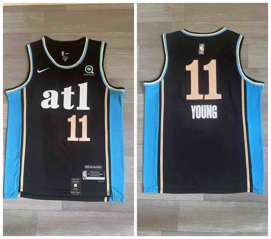 Men's Atlanta Hawks #11 Trae Young 2023-24 Black City Edition Stitched Basketball Jersey