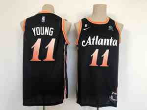 Mens 2023 Nba Atlanta Hawks #11 Trae Young Black City Edition Swingman Nike Jersey