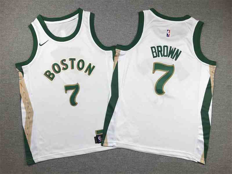 Youth Boston Celtics #7 Jaylen Brown 2023-24 White City Edition Swingman Jersey