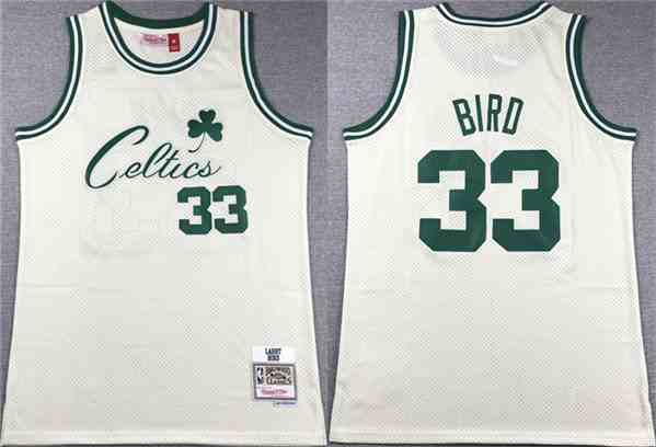 Men's Boston Celtics #33 Larry Bird White Throwback Stitched Jersey