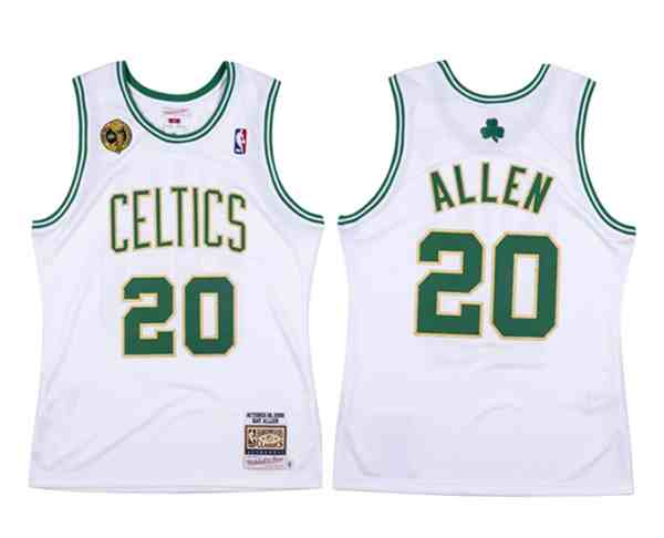 Men's Boston Celtics #20 Ray Allen White Throwback 2008-09 Stitched Basketball Jersey