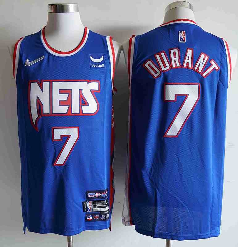 Men's Brooklyn Nets 7 Kevin Durant Blue Diamond 75th Anniversary City Edition Swingman Jersey