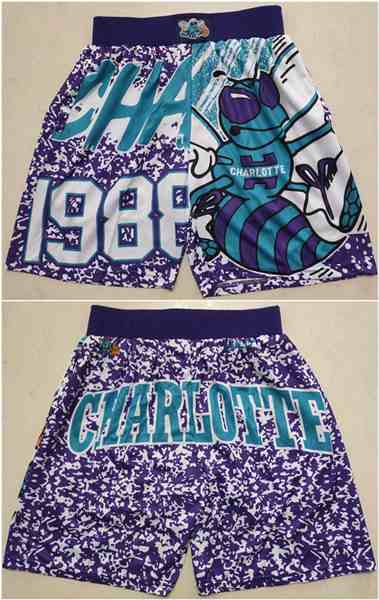 Men's Charlotte Hornets Purple Mitchell & Ness Shorts (Run Small)