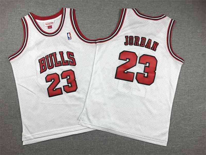 Youth Chicago Bulls #23 Michael Jordan  1997-98 White Hardwood Classics Jersey