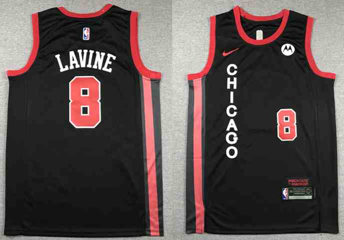 Men's Chicago Bulls #8 Zach LaVine Black 202324 City Edition Stitched Basketball Jersey