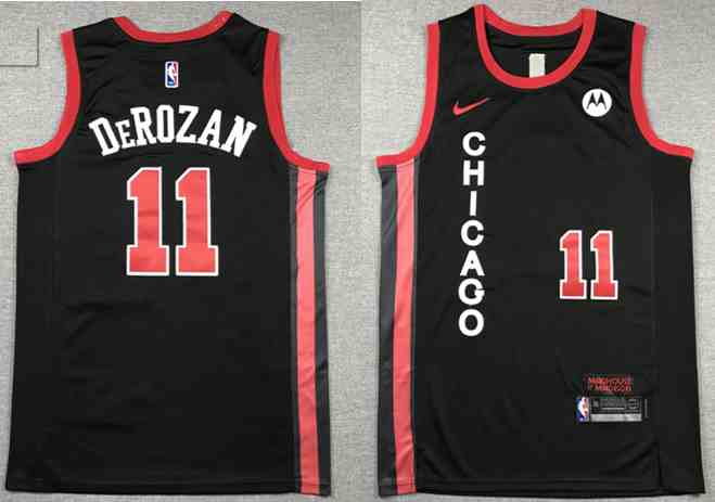 Men's Chicago Bulls #11 Demar Derozan Black 202324 City Edition Stitched Basketball Jersey