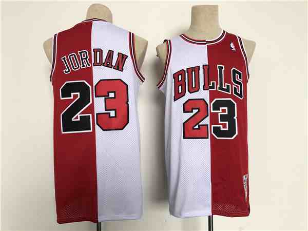 Men's Chicago Bulls Wizards #23 Michael Jordan Red White  Throwback Stitched Jersey