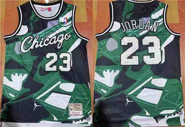 Men's Chicago Bulls #23 Michael Jordan Green White Black Stitched Basketball Jersey