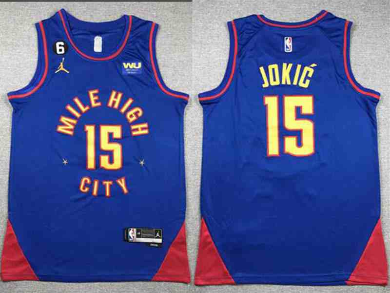 Mens 2023 Nba Denver Nuggets #15 Nikola Jokic Blue Statement Edition Jordan Swingman Jersey