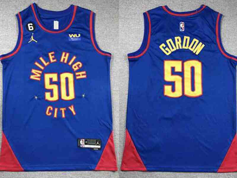 Mens 2023 Nba Denver Nuggets #50 Aaron Gordon Blue Statement Edition Jordan Swingman Jersey