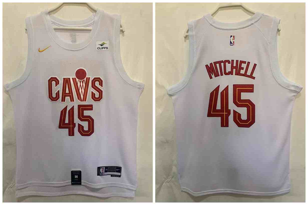 Cavaliers 45 Donovan Mitchell White 2022-23 Nike Swingman Jersey