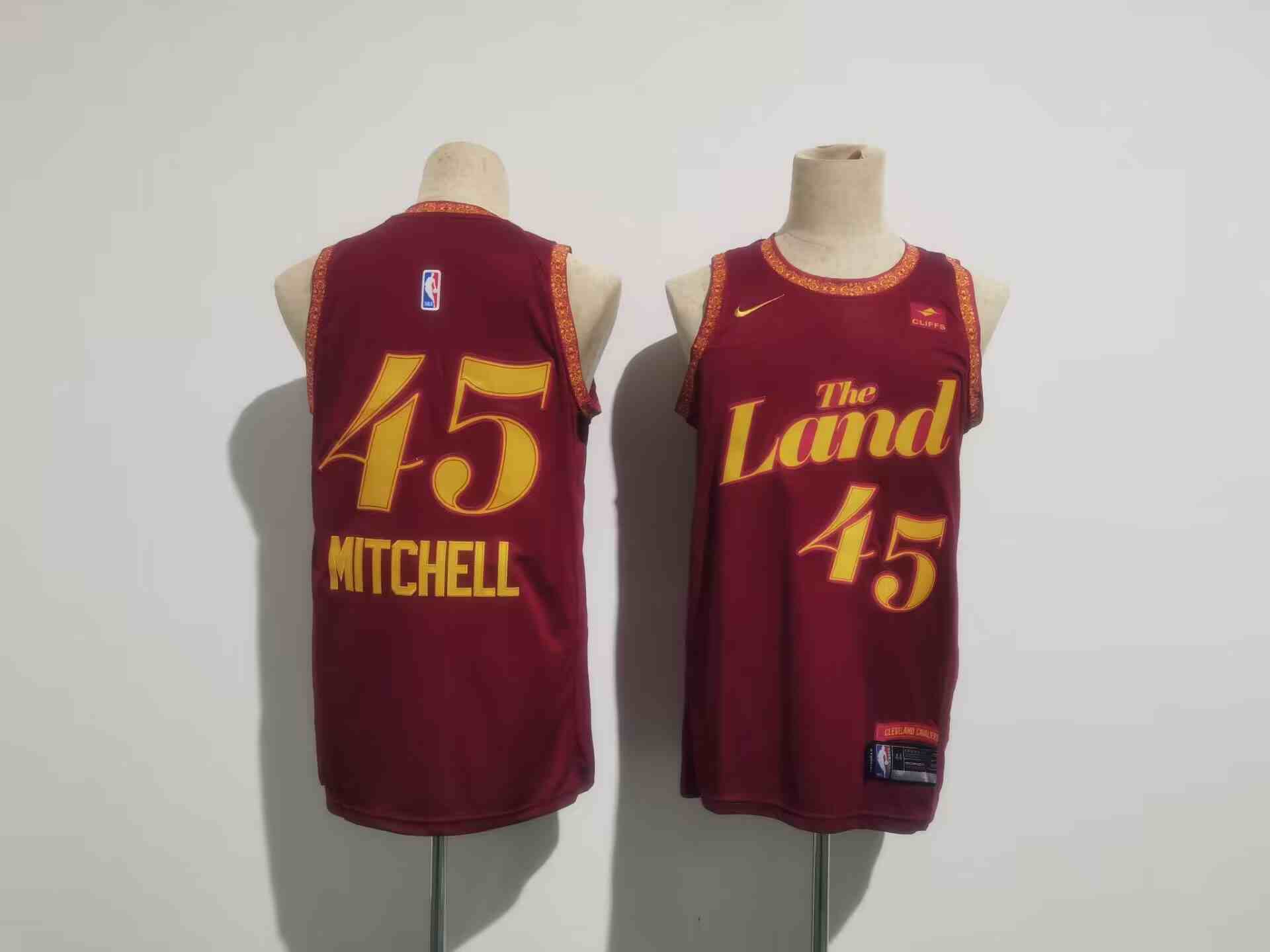 Men's Cleveland Cavaliers #45 Donovan Mitchell Wine 202324 City Edition Stitched Jersey