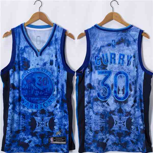 Men's Golden State Warriors #30 Stephen Curry Blue Select Series Stitched Basketball Jersey