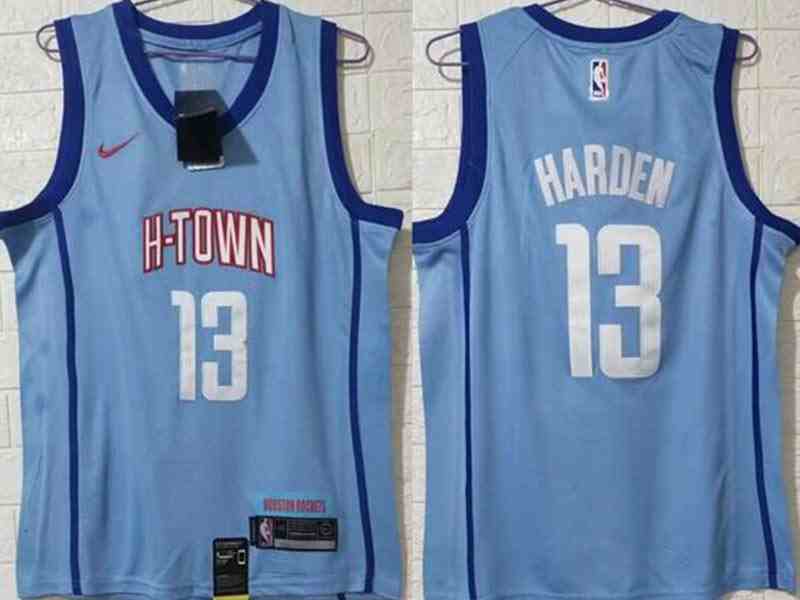 Mens Nba Houston Rockets #13 James Harden Light Blue 2021 City Edition Swingman Nike Jersey