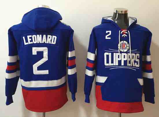 Men's Los Angeles Clippers #2 Kawhi Leonard Black Lace-Up Pullover Hoodie
