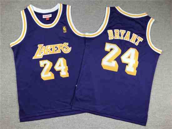 Youth Los Angeles Lakers #24 Kobe Bryant 2007-08 Purple Hardwood Classics Jersey