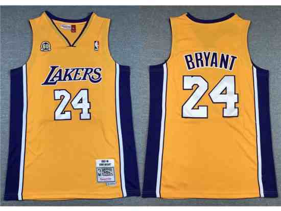 Los Angeles Lakers #24 Kobe Bryant 2007-08 Gold 60th Anniversary Hardwood Classics Jersey