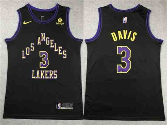 Los Angeles Lakers #3 Anthony Davis 2023-24 Black City Edition Swingman Jersey