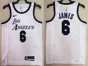 Mens 2023 Nba Los Angeles Lakers #6 Lebron James White City Edition Swingman Nike Jersey