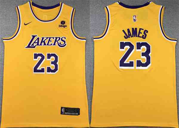 Men's Los Angeles Lakers #23 LeBron James Yellow Stitched Basketball  Jersey