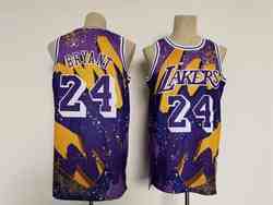 Mens Nba Los Angeles Lakers #24 Kobe Bryant Purple Mitchell & Ness Hardwood Classics Hyper Hoops Swi