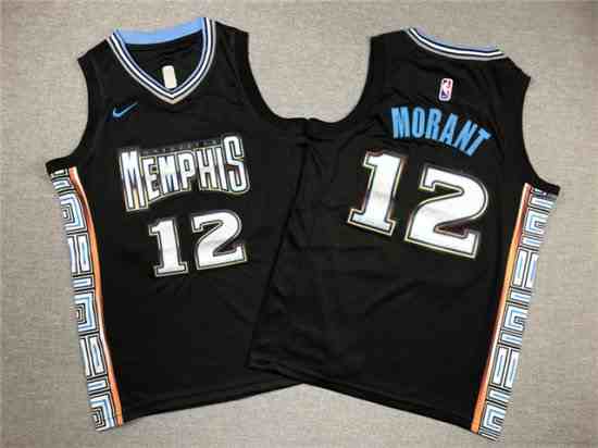 Youth Memphis Grizzlies #12 Ja Morant 2022-23 Black City Edition Swingman Jersey