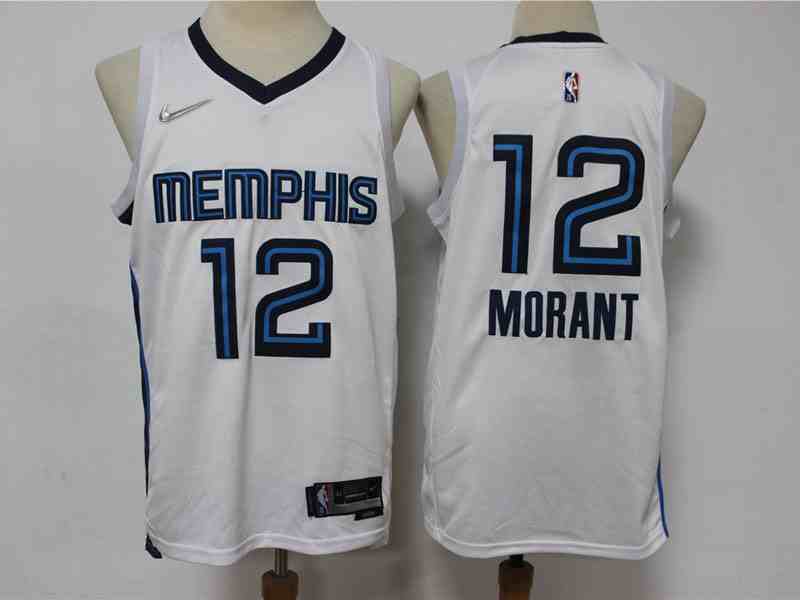 Mens 2022 Nba Memphis Grizzlies #12 Ja Morant White 75th Diamond Logo Nike Swingman Jersey