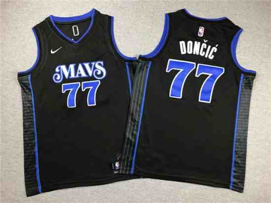Youth Dallas Mavericks #77 Luka Doncic 2023-24 Black City Edition Swingman Jersey